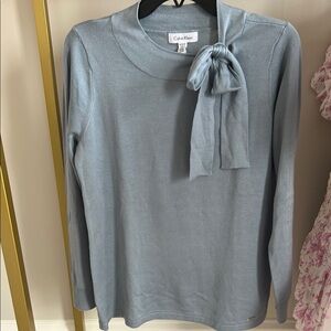 Calvin Klein Women's Blue Bow-Tie Top